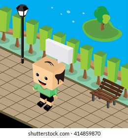 cartoon life isometric park picnic theme