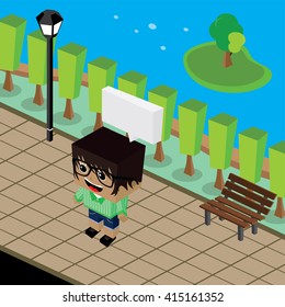 cartoon life isometric park picnic theme