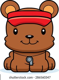 A cartoon lifeguard bear smiling.