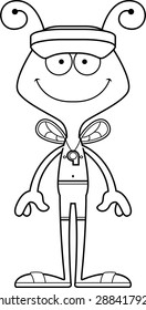 A cartoon lifeguard bee smiling.