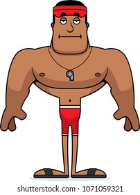 A cartoon lifeguard looking bored.