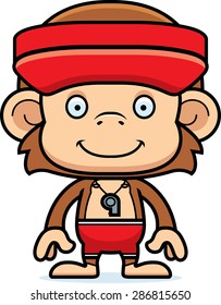 A cartoon lifeguard monkey smiling.