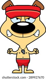 A cartoon lifeguard puppy looking angry.