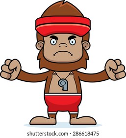 A cartoon lifeguard sasquatch looking angry.