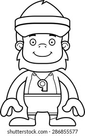 A cartoon lifeguard sasquatch smiling.