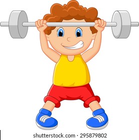 Cartoon lifting barbell