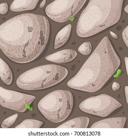 Cartoon light brown stone texture, vector seamless pattern