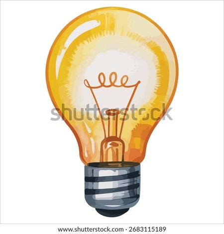 Cartoon light bulb doodle vector illustration isolated