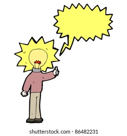 cartoon light bulb head character