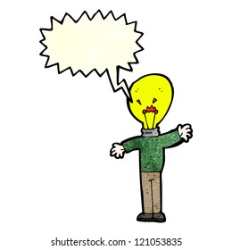 cartoon light bulb head man