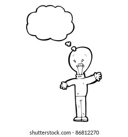 cartoon light bulb head man