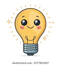 Cartoon light bulb icon isolated on a white background.Vector illustration.