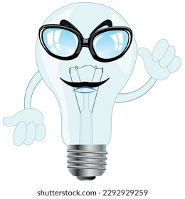 Cartoon of the light bulb on white background is insulated