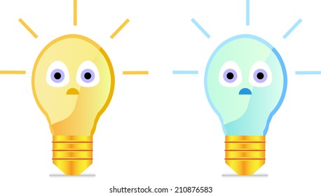 Cartoon light bulb in two color variants