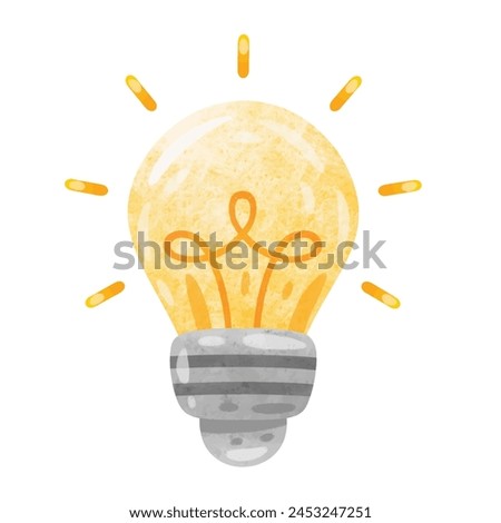 Cartoon light bulb vector illustration, cute lamp image, symbol of idea or innovation, inspiration or innovation concept