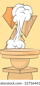 Cartoon light orange colored product podium stage. High comic book mockup presentation. Marketing, Sale banner template.