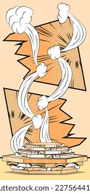 Cartoon light orange colored product podium stage. High comic book mockup presentation. Marketing, Sale banner template.