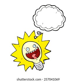 cartoon lightbulb with thought bubble
