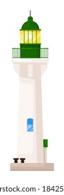 Faro de dibujos animados camino de vigas aislado sobre fondo blanco