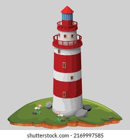 Cartoon Lighthouse House Royalty vector Art, Image, illustrations