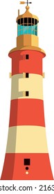 Cartoon lighthouse. Path lightning marine architecture icon