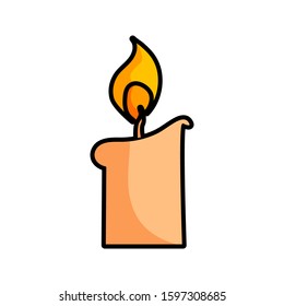 Cartoon Lighting Candle Icon Vector