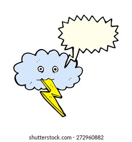 rayo de dibujos animados y nube con burbuja de habla
