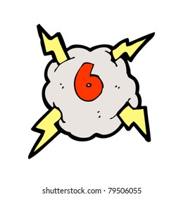cartoon lightning bolt storm cloud number 6
