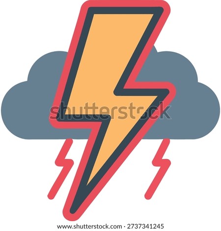 A cartoon lightning bolt striking from a cloud, symbolizing a thunderstorm or severe weather.