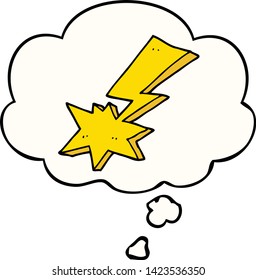 cartoon lightning bolt with thought bubble