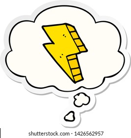 cartoon lightning bolt with thought bubble as a printed sticker