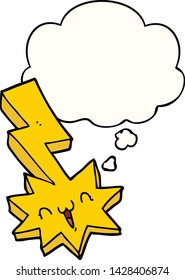 cartoon lightning bolt with thought bubble