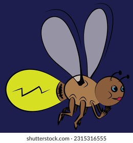 Cartoon lightning bug in flight