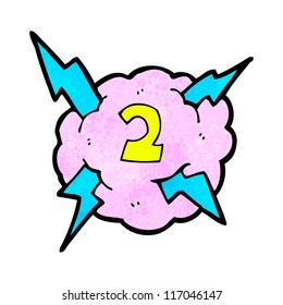 cartoon lightning cloud with number 2