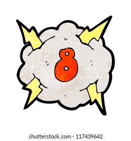 cartoon lightning cloud with number eight