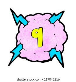 Cartoon Lightning Cloud Number Nine: เวกเตอร์สต็อก (ปลอดค่าลิขสิทธิ์