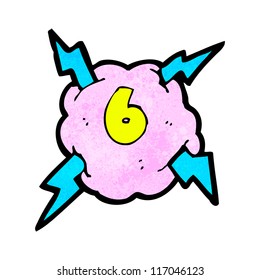Cartoon-Blitzwolke mit Nummer sechs