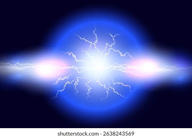 Cartoon Lightning and Electric Sparks Effect – Glowing Blue Bolts. Vector illustration of glowing blue lightning bolts and electric sparks in a cartoon style.