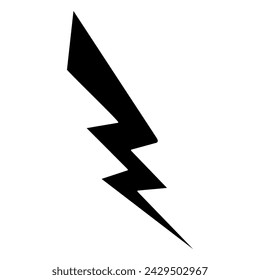 Cartoon lightning illustration. Black thunderbolt in comic style. Vector isolated on white background.