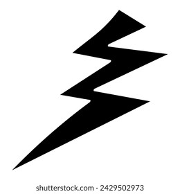 Cartoon lightning illustration. Black thunderbolt in comic style. Vector isolated on white background.