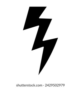 Cartoon lightning illustration. Black thunderbolt in comic style. Vector isolated on white background.