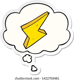 cartoon lightning with thought bubble as a printed sticker