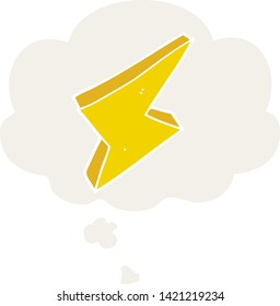 cartoon lightning with thought bubble in retro style