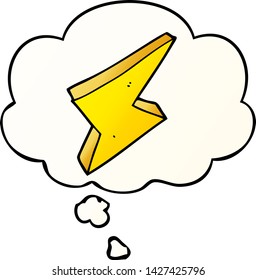 cartoon lightning with thought bubble in smooth gradient style