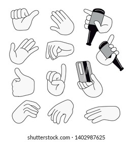 cartoon like character hands in different positions