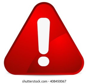 Cartoon like rounded warning, attention sign with exclamation mark. triangle road sign