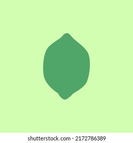 Cartoon Lime Fruit Contour Isolated on Green Background, Simple Drawing. Fresh Lime Silhouette in Flat Design Style. Outline Summer Fruit Icon.