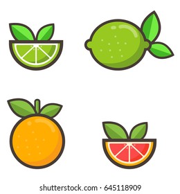 cartoon lime and grapefruit set