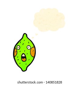 lima de dibujos animados con burbuja de pensamientos