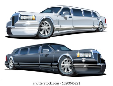 Cartoon limousines isolated on white background. Available EPS-10 vector format separated by groups and layers with transparency effects for one-click repaint